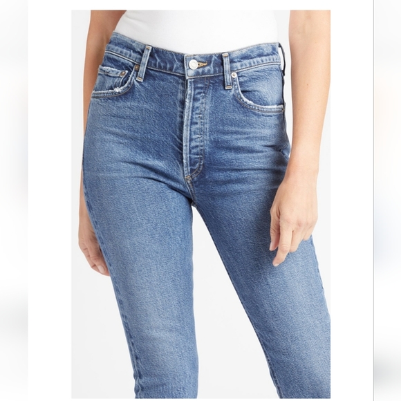 NWT  AGOLDE Toni Mid Rise Distressed Straight Leg Jeans in Obscure size 31 - Picture 16 of 16